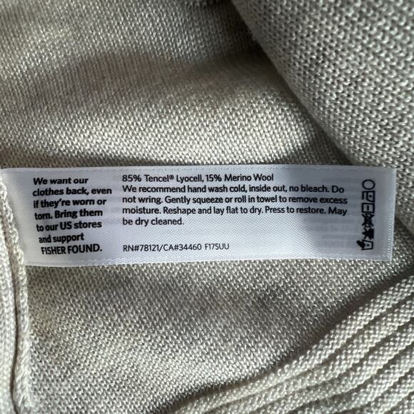 Eileen Fisher Cardigan Sweater Neutral Open Front Pockets Large wool womens - Picture 8 of 9